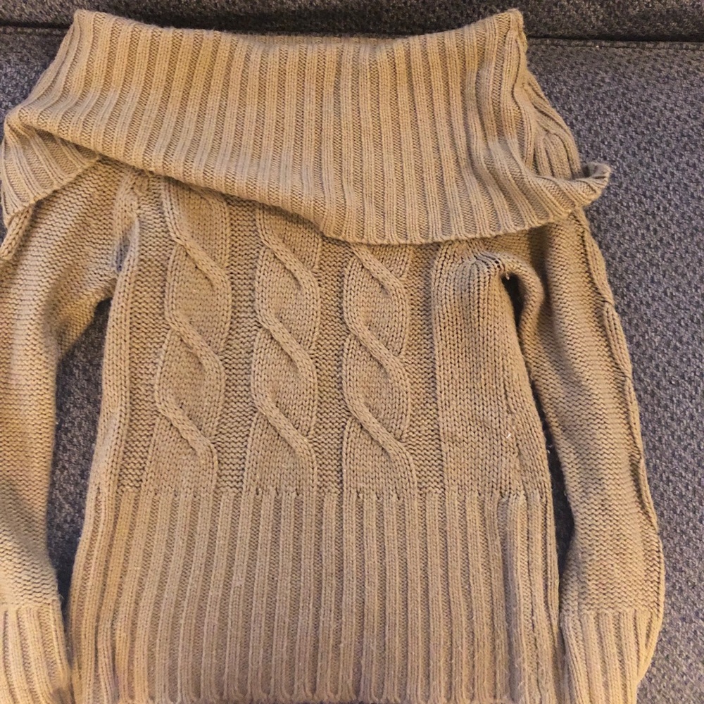 Wet Seal off the shoulder camel sweater